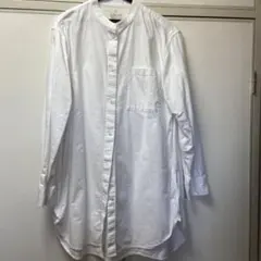 無印良品　ノーカラーオックスフォードチュニックM-L 白　お値下げしました