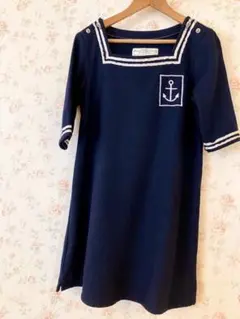 BEAMS BOY ネイビー セーラー襟 ワンピース Sサイズ古着のサムネイル