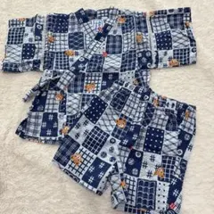 極美品)ミキハウスダブルビー 甚平100サイズ パッチワーク柄 1回着用