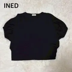 INED イネド プルオーバー カットソー M 綿100 裾スリット ブラック'のサムネイル