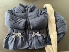 petit main ネイビー　ダウンコート フリル付き