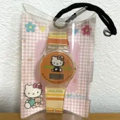 平成レトロ　ハローキティ デジタル時計 オレンジストライプ　コレクション用