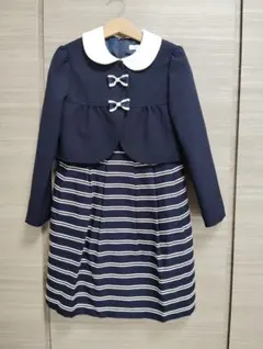 3can4onのストライプ アンサンブル 130☆フォーマルスーツ冠婚葬祭