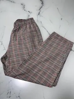 チェック柄 ワイドパンツ ゴムウエスト