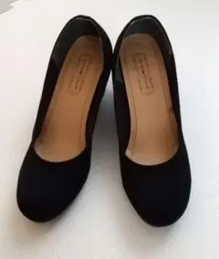 黒 スエード風 プレーンパンプス