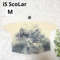 iS ScoLar イズスカラー 異素材切替 アート柄 カットソー Tシャツ Mのサムネイル