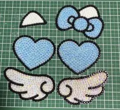 うちわデコ デコうちわ パーツ 水色 猫耳 ハート 羽