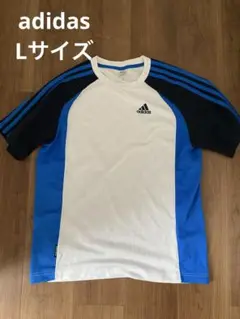 adidas Tシャツ Lサイズ ホワイト/ブルー/ブラック