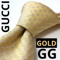 GUCCI ネクタイ マイクロGG柄 ゴールド　シルクネクタイのサムネイル