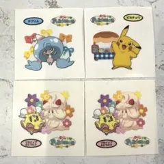 4枚　ポケモンパン　シール　デコキャラシール　ピカチュウ　デブリム　マホイップ