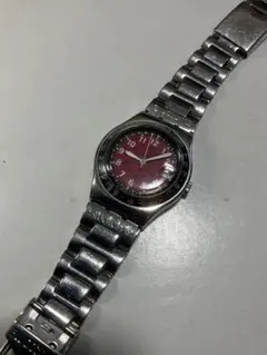【ジャンク不動品】Swatch ステンレススチール クォーツ 腕時計 レッド