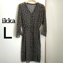 イッカ ikka 花柄 長袖 ロング カーディガン ワンピース サイズL シアー