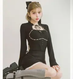 Darich フロントオープンリブニットトップス