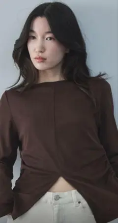 feepur　センタースリットシアーロンTee カラー　ブラウンのサムネイル