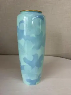 宮内庁御用達　有田焼　深川青磁 色絵彩磁　花瓶　花器　桜柄　外箱付