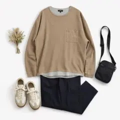 BEAMS♡メンズ 長袖カットソー ワッフル重ね着風 Lのサムネイル