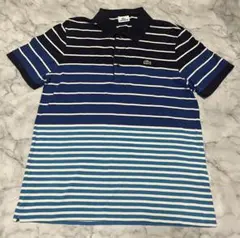 【美品】ラコステ 鹿の子ボーダーポロシャツ メンズ4（L相当）