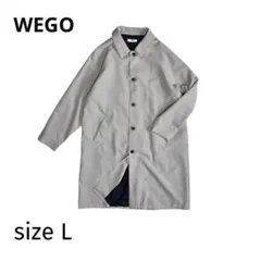 WEGO メンズ　ポリツイルステンカラーコート　ラグランロングコート　ベージュL