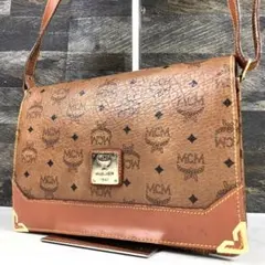 MCM エムシーエム ヴィセトス ショルダーバッグ 総柄 茶 ゴールド金具