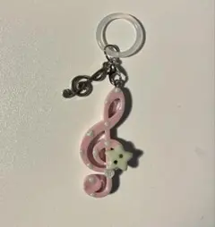 音符　アンブレラマーカー めじるし チャーム ハンドメイド　ピンク　ボタンドット