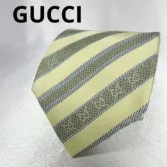 グッチ　GG　レジメンタルストライプ　オフホワイト×グレー　ネクタイ
