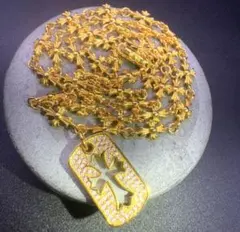 22K タイニークロス　チェーン　ジルコニア　プレート　ネックレス✨ゴールド