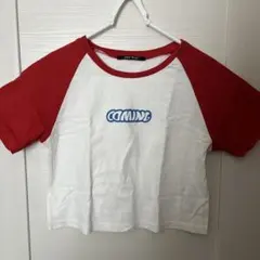 one way クロップドTシャツ 白赤のサムネイル