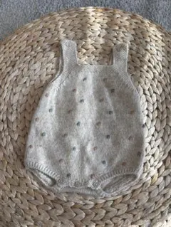 ZARA BABY ベージュ ドット模様 ニットロンパース
