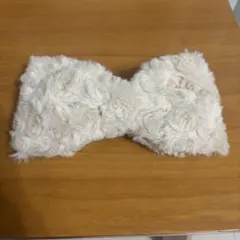 ファー リボン バレッタ ホワイト