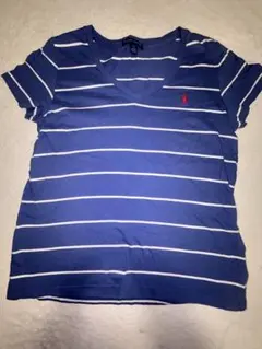 Ralph Lauren 青白ストライプ VネックTシャツ