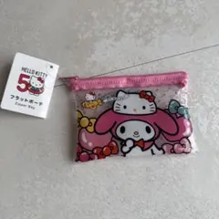 新品HELLO KITTY 50周年 フラットポーチ　マイメロディ
