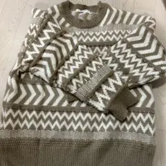 サマンサモスモス　ニット　ベージュ　ブラウン　ホワイト　柄ニット