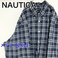 YAW19【US輸入】NAUTICA　長袖シャツ【メンズ2XL】チェック柄