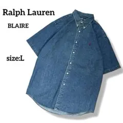 Ralph Lauren　BLAIRE　半袖ボタンダウンデニムシャツ　90s　L