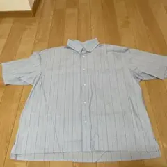 UNIQLO C ブルー　ストライプ ブロードオーバーサイズ半袖シャツ