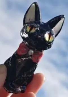 オルゴナイト　黒猫の置物 モリオン