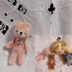 モールアート/モールベア/DDRベア風 ドイツアンティークテディベア/ピンク