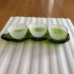 月夜野工房 上越クリスタルガラス 枝豆型/小鉢セット まめ薬味トリオセットのサムネイル