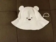 ホワイト クマの顔 ベビー帽子
