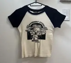 美品　DHOLIC ディーホリック　Tシャツ　英字　ロゴ　ショート　白　紺のサムネイル