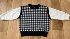 白黒チェック柄ニットセーター
