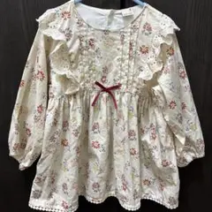 petit main 花柄フリルチュニック
