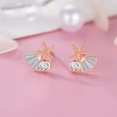 PA190【全2色】ピアス　ヒトデ　シェル　海　夏　海水浴　ピンクゴールド