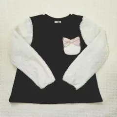 エニィファム ネイビー ボア袖 トレーナー 140