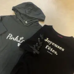 ラブトキ肩リボンTシャツ⭐︎ピンクラテ半袖パーカー160