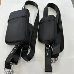 【2個セット】スマホショルダー ナイロンポーチ 大小セット ブラック