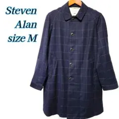 Steven Alan ウィンドペンチェック ステンカラーコート ネイビーM