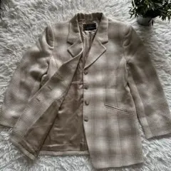 美品　レリアン Leilian チェック柄 テーラードジャケット グレー 11相