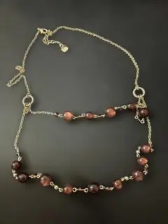 ブラウン系ビーズネックレス