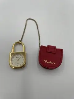 Rosier ロジエ 南京錠型 時計 バッグチャーム ゴールド レッド